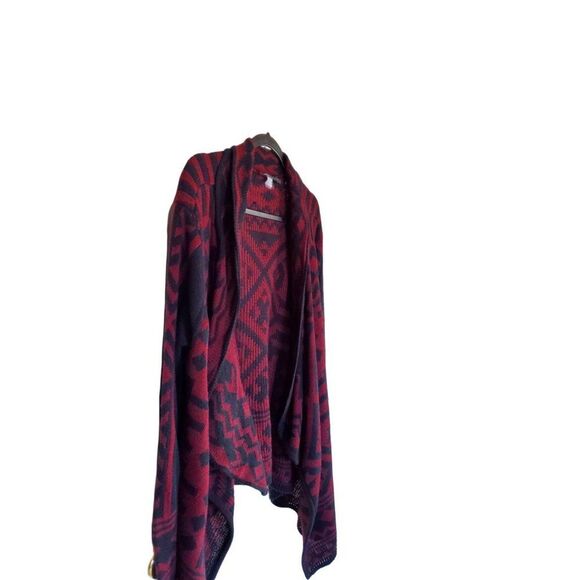 A Knitch Above Womens Sweater Red M Open Front Waterfall Front Ruana Cardigan - Picture 7 of 8